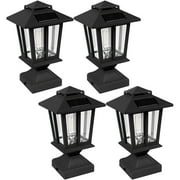 LamQee Solar Post Lantern Waterproof Outdoor Deck Fence Post Cap Light 4 Pack
