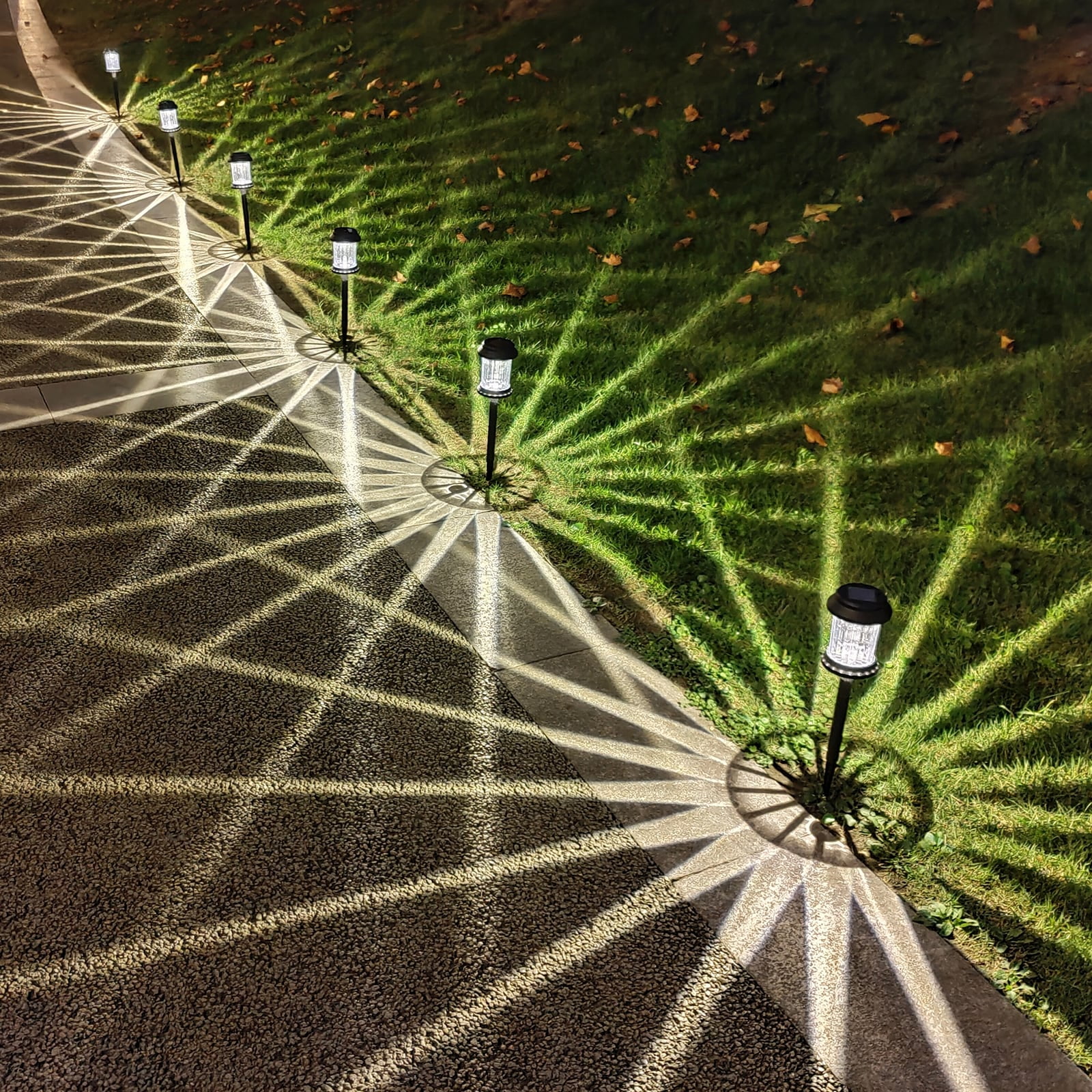 Black Solar Powered LED Pathway Light Pack, Set of 6