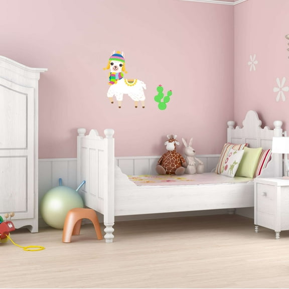 Lama Alpacas Domesticated South American Camelid Cactus Desert Farm Chicken Cow Horse Farmer Ranch Egg Fox Hen House Pig Sheep Holiday Gift Decorating Ideas Wall Decal Sticker - Size: 30 In X 27 In