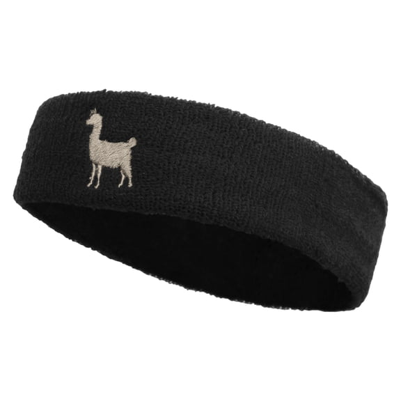 Lama Sihouette Embroidered Head Band (Terry) - Black OSFM