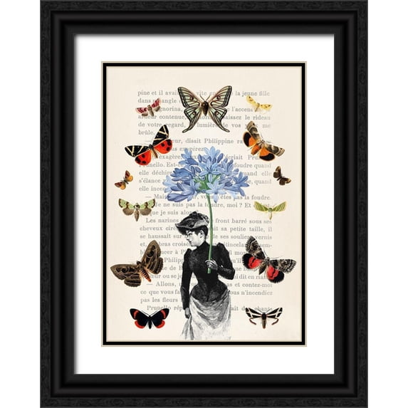 Lamanche, Stef 14x18 Black Ornate Wood Framed with Double Matting Museum Art Print Titled - Lady of Butterflies