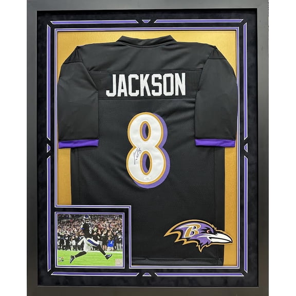 Lamar Jackson Autographed Hand Signed Custom Framed Baltimore Ravens Jersey - JSA COA