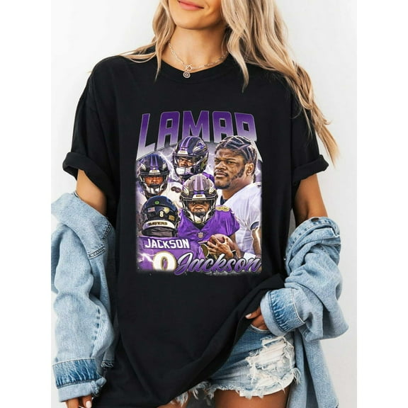 Lamar Jackson Football T-Shirt, Ravens Player Bootleg Football Unisex,Black Color,Size 2XL