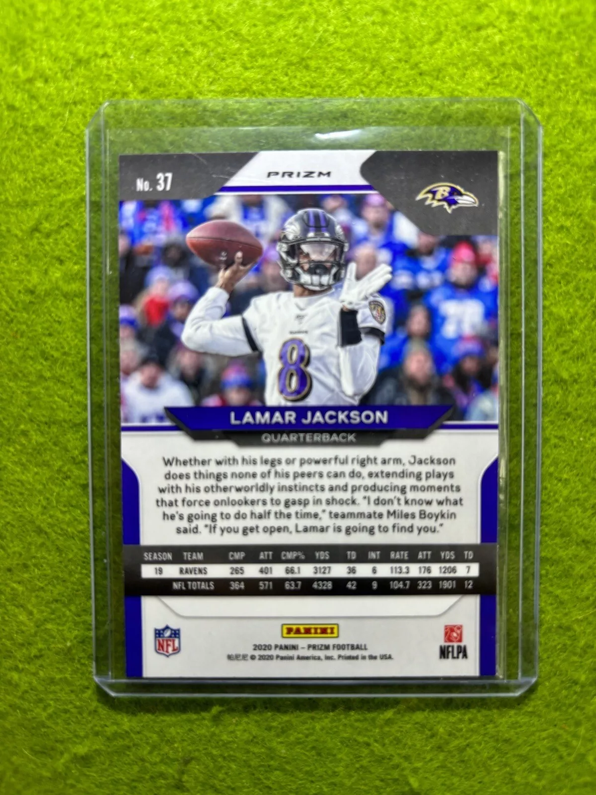 Lamar Jackson SILVER PRIZM SP CARD 2020 Panini Prizm Football BALTIMORE RAVENS