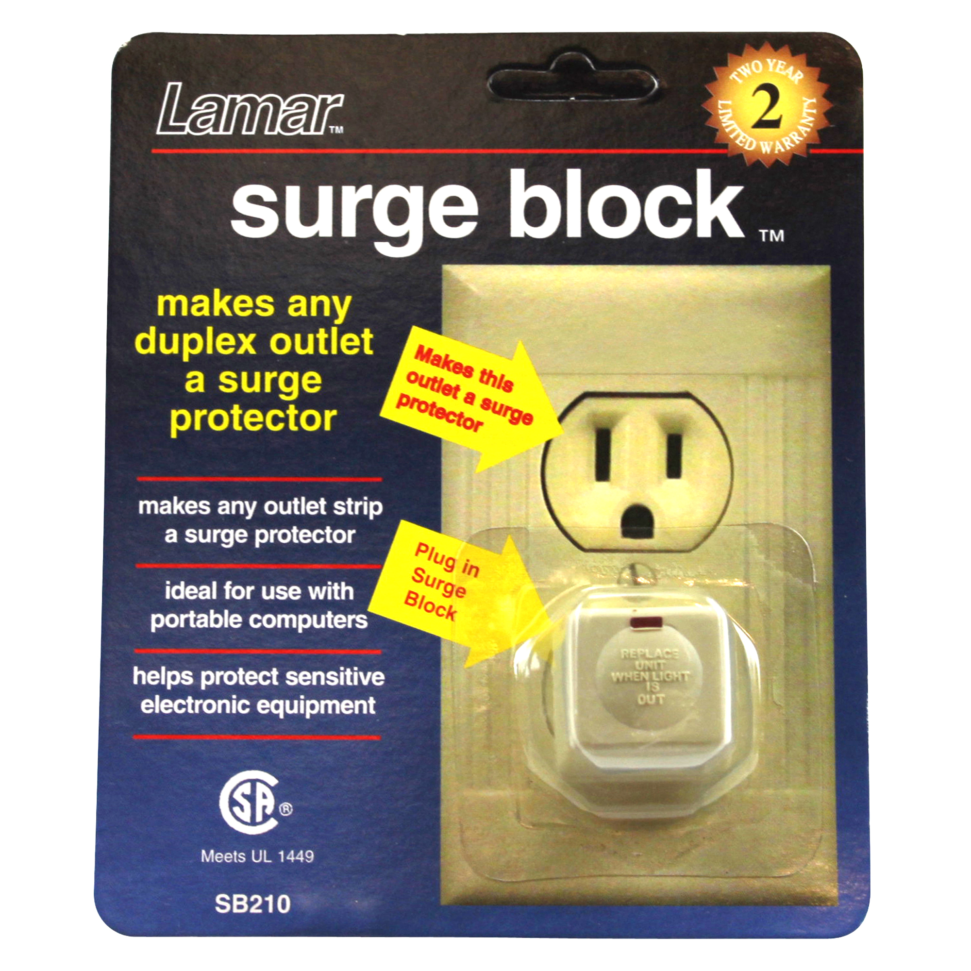 Lamar Surge Block Surge Protector For Duplex Outlet Plug-In, Almond  10 Count