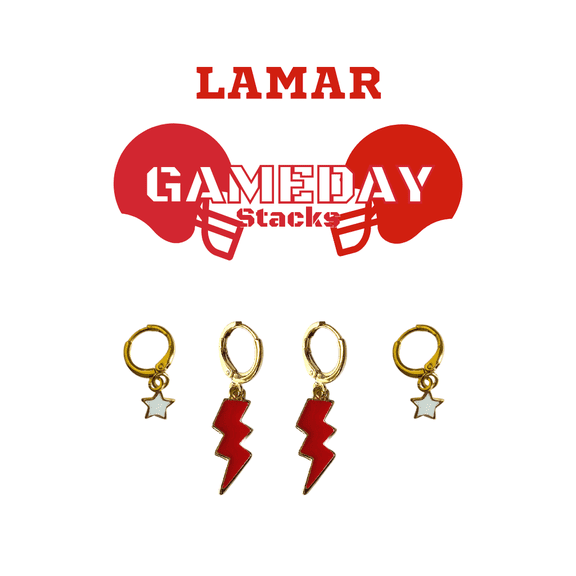 Lamar University Classic Gameday Earring Stack For Cardinals and Lady Cardinals Game Day red | white