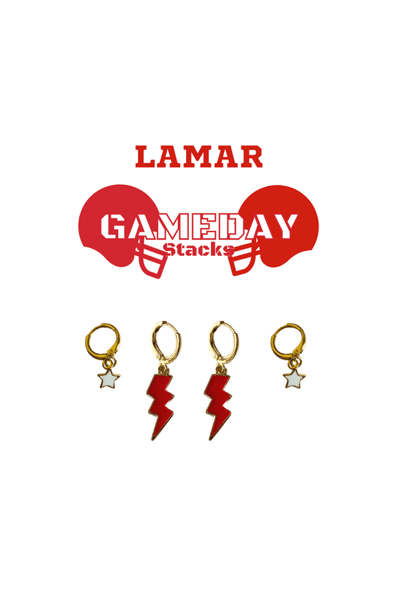 Lamar University Classic Gameday Earring Stack For Cardinals and Lady Cardinals Game Day red | white