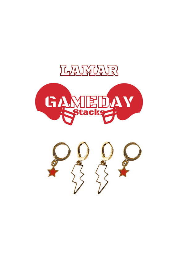 Lamar University Classic Gameday Earring Stack For Cardinals and Lady Cardinals Game Day white | red