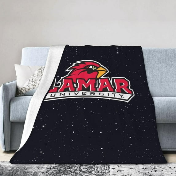 Lamar University Fleece Blanket, Very Soft Microfiber Flannel Blanket for Couch Warm and Cozy for All Seasons