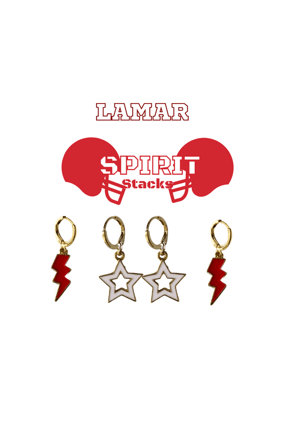 Lamar University Spirit Earring Stack For Cardinal and Lady Cardinal Game Day red | white