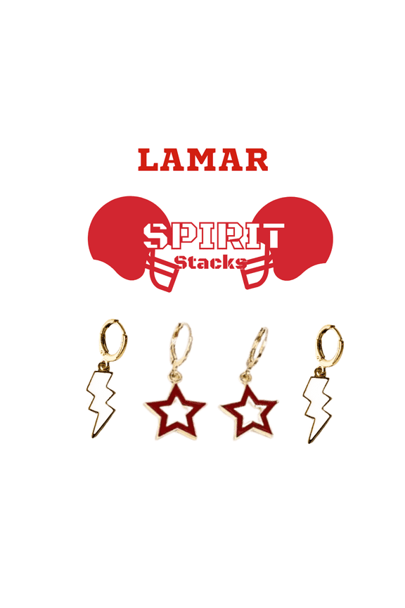 Lamar University Spirit Earring Stack For Cardinal and Lady Cardinal Game Day white | red