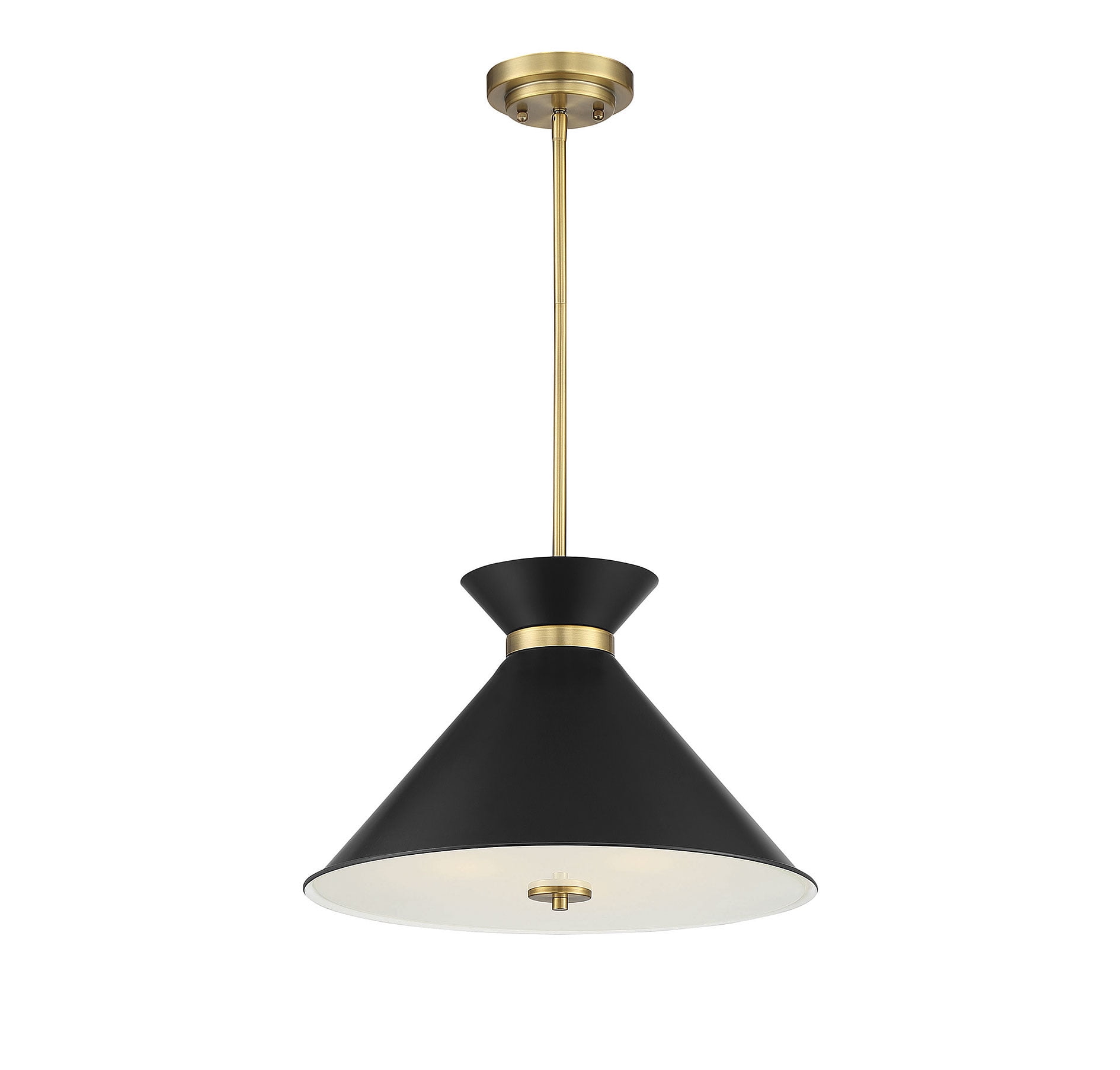 Lamar 3-Light Black and Warm Brass Pendant with Glass Shade