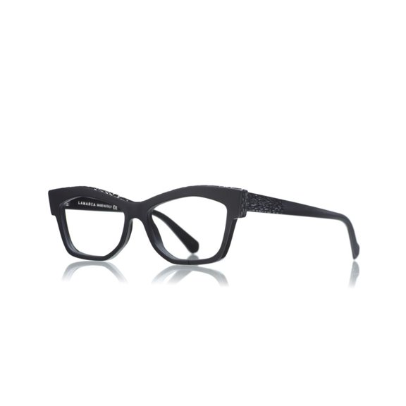 Lamarca Men's Ceselli 169 Bold Rectangular Frame Eyeglasses With Textured Temples Black