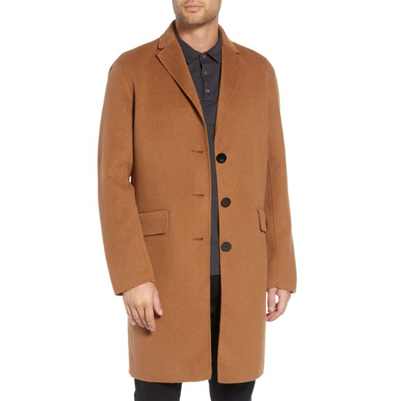Lamarque Mens Wool Blend Three Button Topcoat Large Sierra - NWT $425