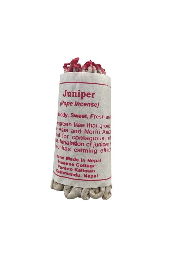 Collection Hand-Rolled Juniper Rope Incense  3.5 Inches Long rope  Lokta Paper Wrap Juniper, Astasugandha & Himalayan Herbs  20-30 Minutes Burn Time Each  Handmade in Nepal
