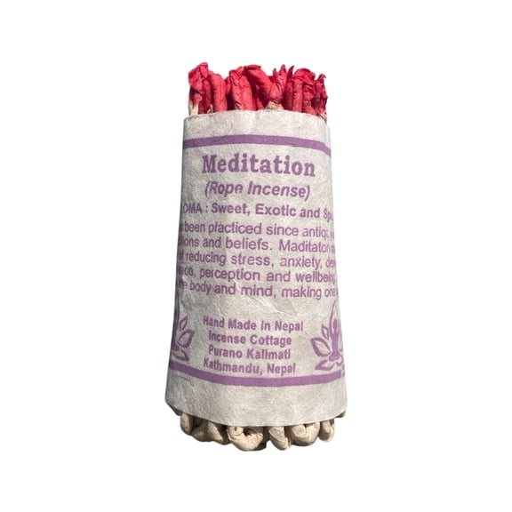 Lamatar1 Collection, Hand-Rolled Nepali Rope Incense Meditation Blend (3.5) Lokta Paper Wrap Saffron, Nagi, Sandalwood & Himalayan Herbs 20-30 Min Burn Time Each Handmade in Nepal