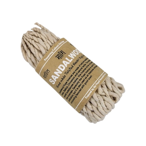 Lamatar1 Collection Natural Shanti Sandalwood Rope Incense, 4 Inches Long, 45 Ropes per Bundle Handmade in Nepal .