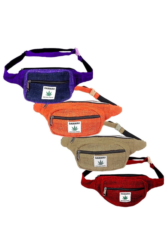 Hemp Fanny Pack Vegan Festival Belt Waist Bag Handmade Hip Bags Runners Belt for Hiking Fitness Adjustable Running Pouch for All Kinds of Phones Eco-Friendly, Comfortable. Handmade In Nepal