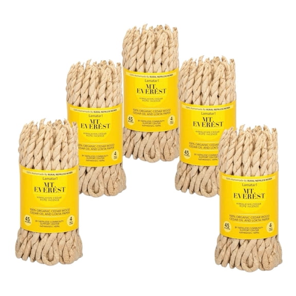 Lamatar1 Nepalese Community Handmade Himalayan Cedar Relaxation Rope Incense Bundle with Natural Herbs, Off-White, 225 Count, 5 Pack