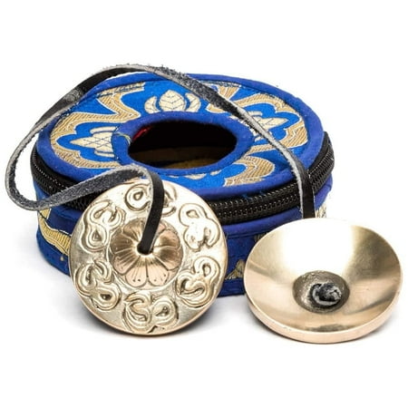 Lamatar1 Mini Tingsha 2 Inches Size With Blue Cotton Bag For Sound Therapy, Cleansing, Reiki & Meditations Made In Nepal.