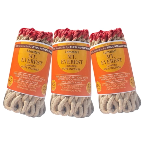 Lamatar1 Tibetan Lumbini Rope Incense Handmade in Nepal with Sandalwood, Saffron, Nagi & Lokta Paper.