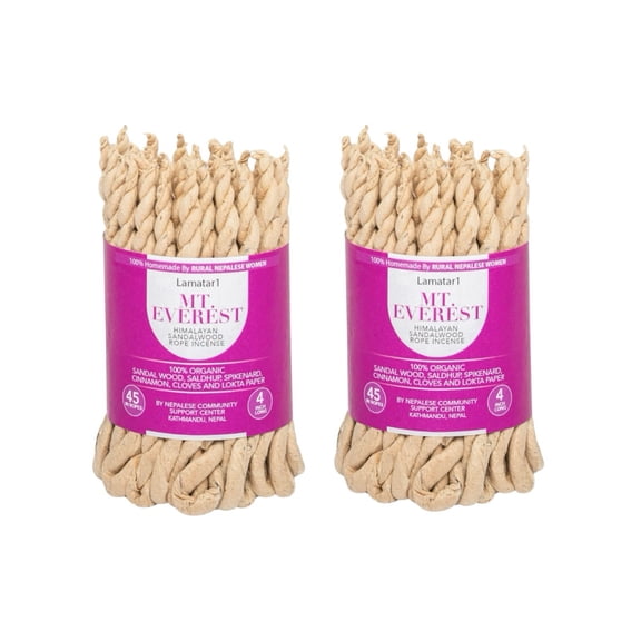 Lamatar1 Natural Sandalwood Rope Incense Set of 2 Bundle, 4 Inches Long, 45 Ropes per Bundle Handmade in Nepal with Natural Herbs, Sandalwood & Astasugandha