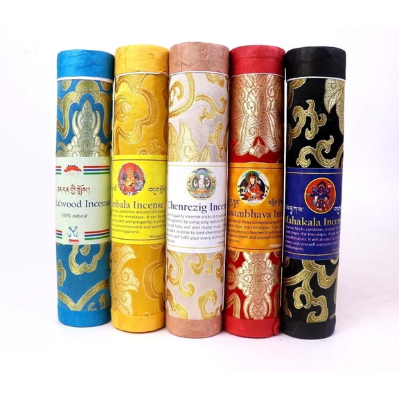 Lamatar1 Natural Tibetan Incense: Elevate Your Meditation with 5 Divine Fragrances, 8" Length. Cultivate Serenity and Spiritual Connection. Handmade In Nepal