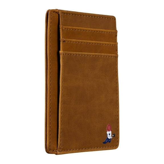 Lamatar1 Texas Boot on Cardholder Slim Front Pocket Wallet, PU Leather, Khaki, Card Holder, RFID Blocking with Texas Souvenir Logo, Gift for Texans and their lovers.