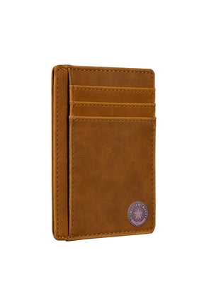 Texas State Seal on Cardholder Slim Front Pocket Wallet, PU Leather, Khaki, Card Holder, RFID Blocking with Texas Souvenir Logo, Gift for Texans and their lovers.