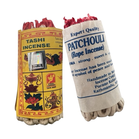 Lamatar1 Tibetan Tashi And Patchouli Rope Incense Set Of 2. 3.5 Inches Long Rope Excellent Home Fragrance With Saffron, Nagi, Red & White Sandalwood, Natural Herbs & Ingredients Handmade In Nepal