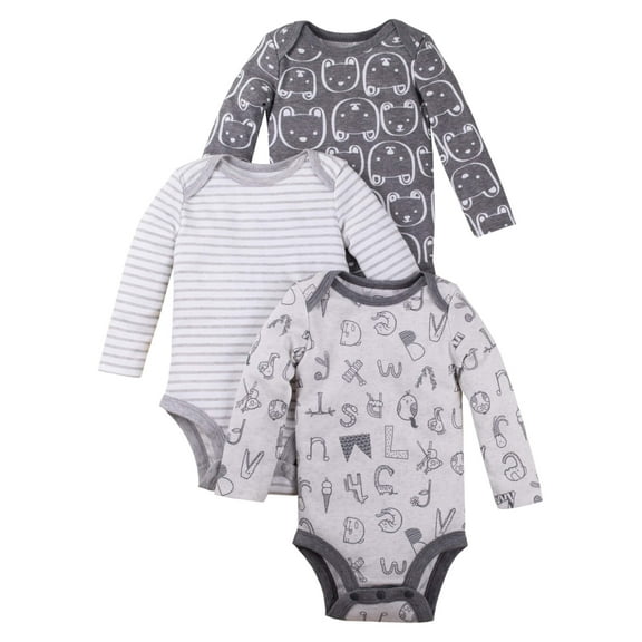 Lamaze Organic Baby Boy Long Sleeve Pure Organic Bodysuits, 3-pack