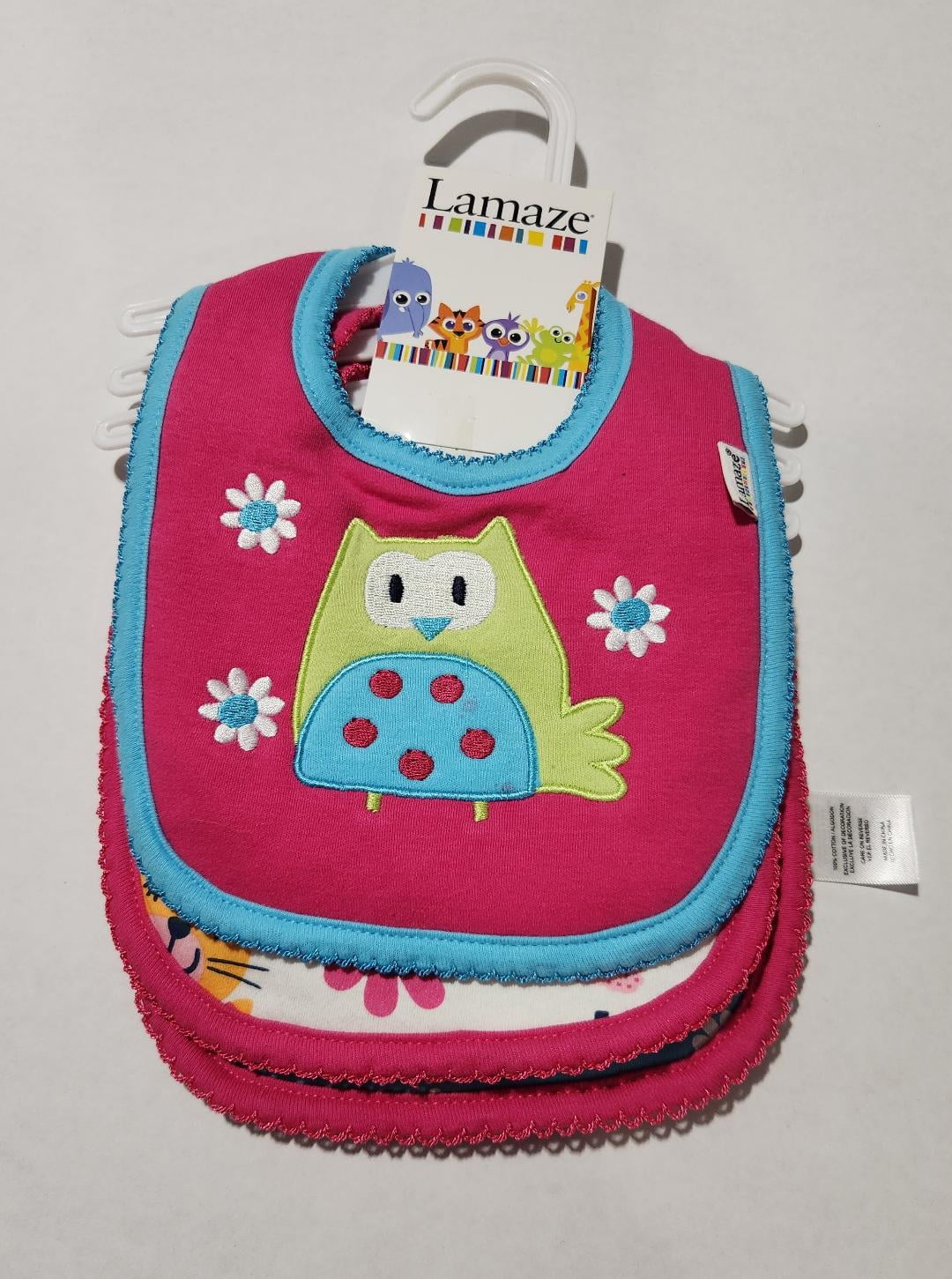 Lamaze Premium Pink and Blue Baby Feeding Bibs - Set of 3