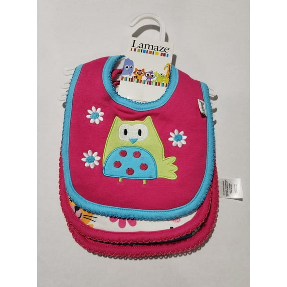 Lamaze Premium Pink and Blue Baby Feeding Bibs - Set of 3