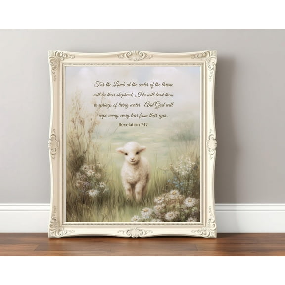 Lamb Art: Christian Nursery Decor Poster Warm Present Vintage UNFRAMED Poster Size 12x18