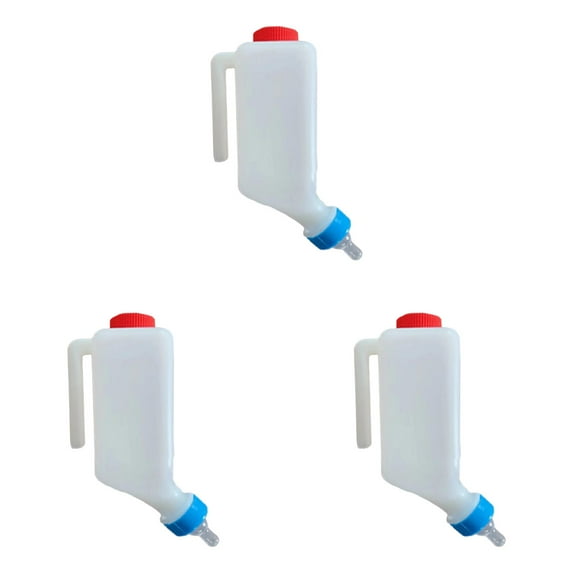 Lamb Baby Bottle with Measurement Scale - Hanging Milk Feeder for Goats, Sheep, Calves & Fawns - Slow/Medium Flow Soft Nipple Nursing Bottle with Ergonomic Handle & Detachable Design