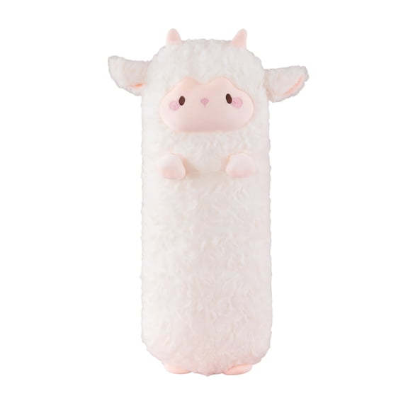 Lamb Body Pillow Plush Long Stuffed Animal Pillow for Bed Soft Sleeping Companion Cushion for Girls Bedroom Decor