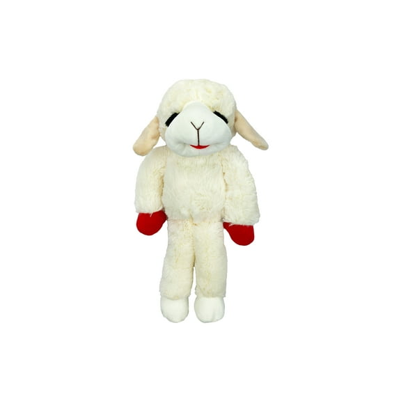 Multipet Plush Standing Floppy Lamb Chop Dog Toy with Squeaker, White, Medium