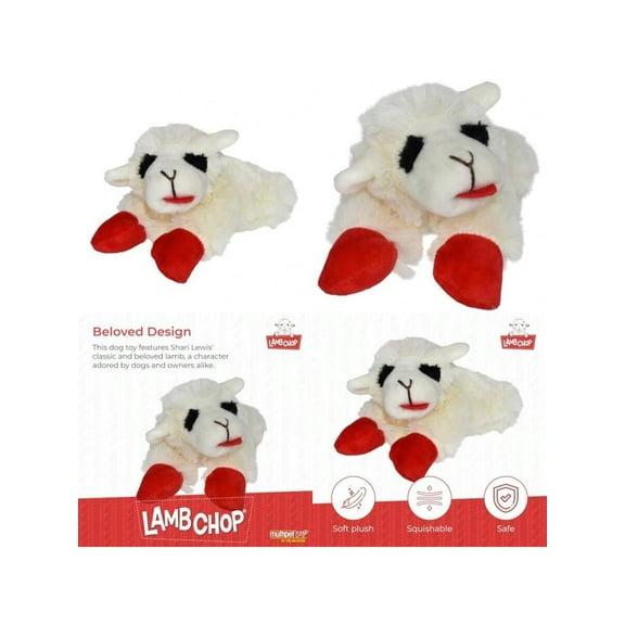 Lamb Chop Dog Plush Squeaky Toy - Extra Soft Stuffed Animal for All Dogs, Cute Pet Toy for Cuddling & Playing, 6” Cream