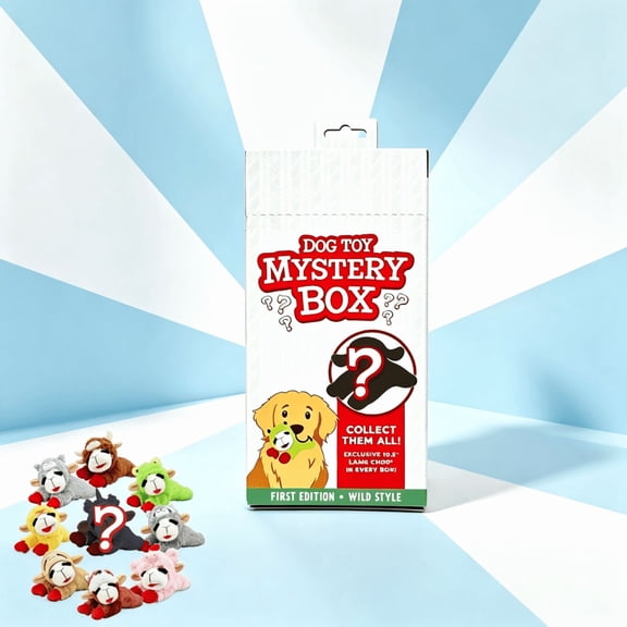 Lamb Chop Dog Toy Mystery Box, Squeaky Plush Puppy Toys for Small Medium Dogs, Interactive Crinkle Paper Stuffed Animal, Wild Style Surprise Blind Box Gift, 10.5 Inch Soft Chew Plaything