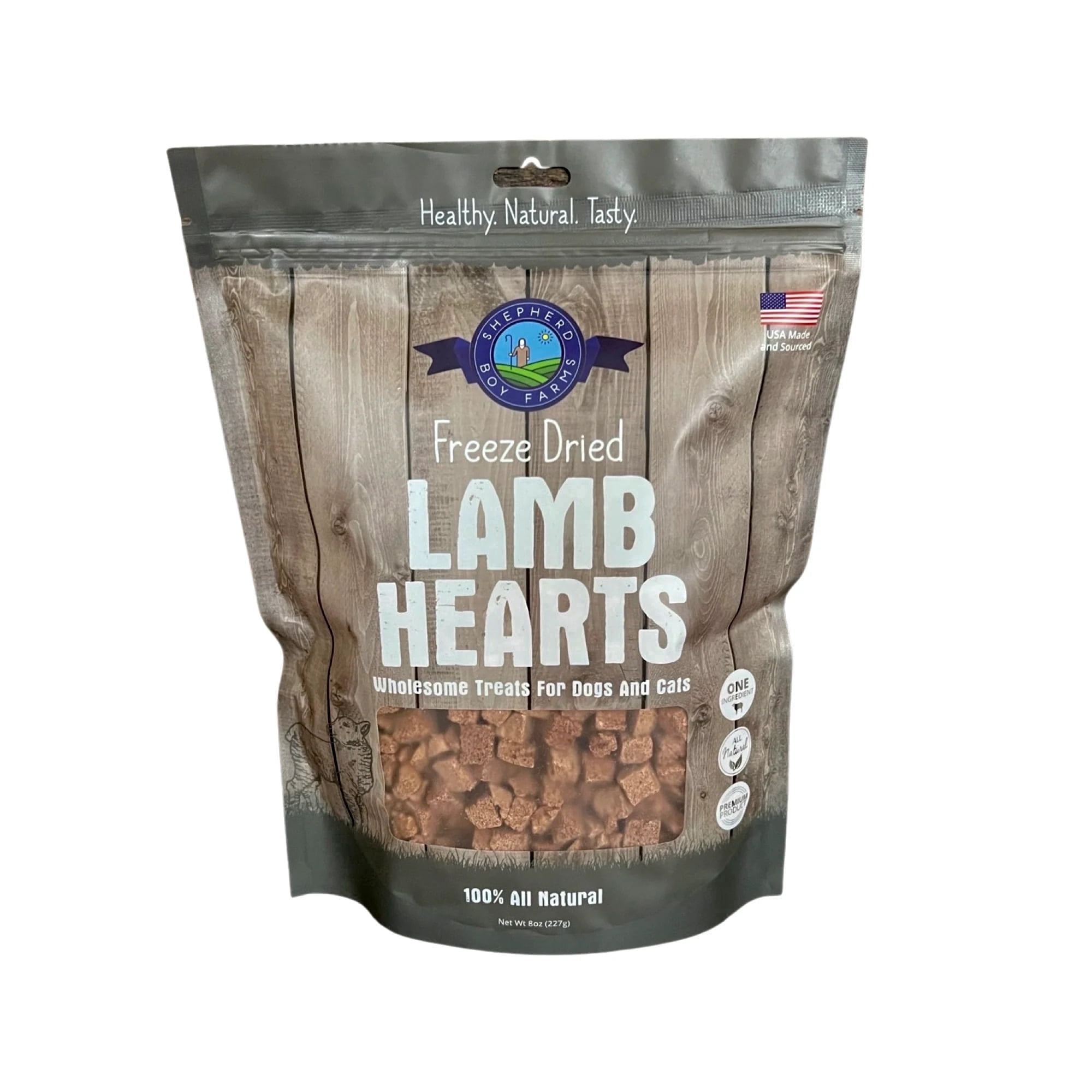 Shepherd Boy Farms Freeze Dried Dog and Cat Treats, Lamb Heart, All Natural Single Ingredient Freeze-Dried Dog Treat & Snacks, Made in USA, High Protein, Essential Nutrition of Raw Food, 8oz