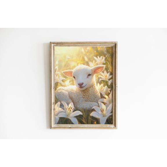 Lamb Of God Art Print Religious Christian Decor Wall Faith Home Biblical Church Or Sanctuary, Unframed Paper Poster 8x10in
