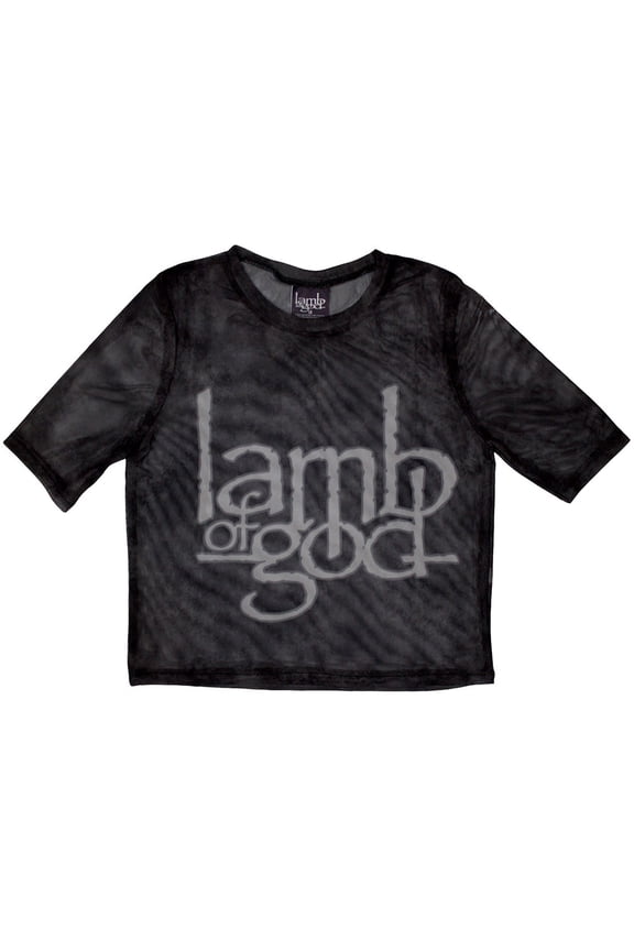 Lamb Of God Women's Long Sleeved Crop Top Logo (Mesh)