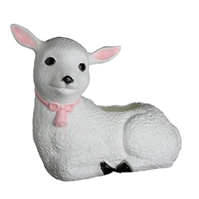 Lamb Planter - White - 18 in. - Weather Resistant Plastic