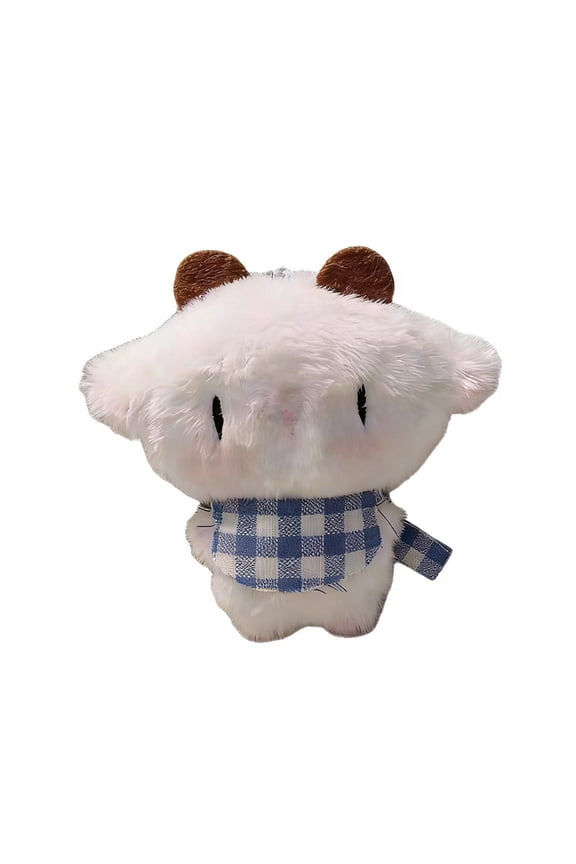 Lamb Plush Pendant Toy, Mini Soft Fabric Scarf Animal Hanging Ornament Toy, Portable Bag Keychain Decorative Charm Toy, Cute Gift Display Collectible Plush Decoration Toy
