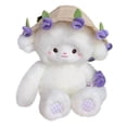 thumbnail image 1 of Lamb Plush Pillow with Rose Bouquet Hat Soft Cuddly Stuffed Animal Decorative Hugging Toy Gift for and Adults, 1 of 7