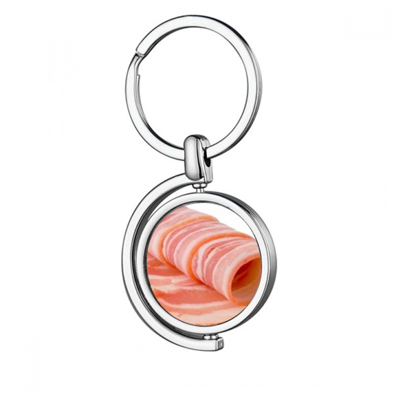 Lamb Roll Raw Meat Food Texture Rotating Keychain Metal Keyring Holder