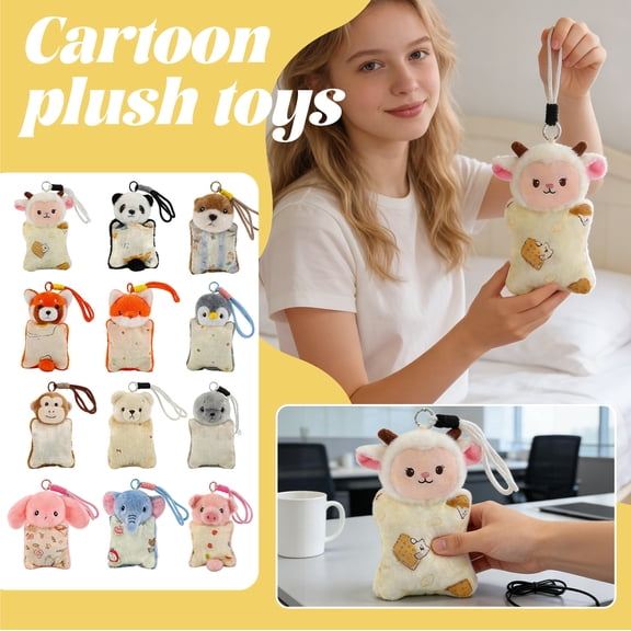 Lamb Soothing Beanbag Plush Toy Squeezable Stress-Relieving Hand Puppet for Anxiety Relief and Relaxation Portable Animal Doll with Hanging Rope