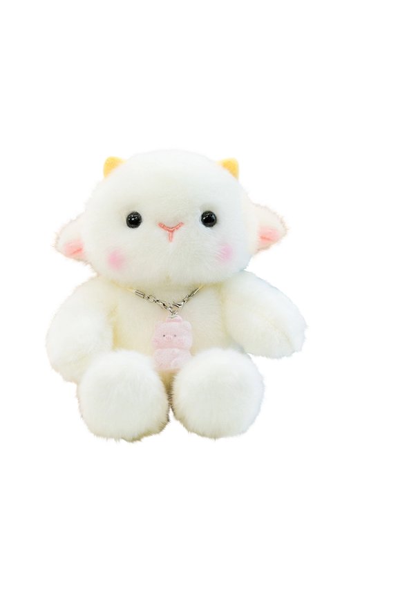 Lamb Stuffed Animal, Sheep Stuffed Animal, 10 in Soft Plush, Pink Pig Pendant, Green Stuffed Animal, Nursery Decor for Girls, Girls Bedroom Decor, 1 Pc