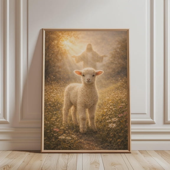 Lamb Wall Art - Biblical Print, Art Religious, Christian Poster for Catholic Home Decor, jesus religious, Jesus Leaves the 99 Print, biblical lamb, religious biblical, Unfreamed Poster 24x36