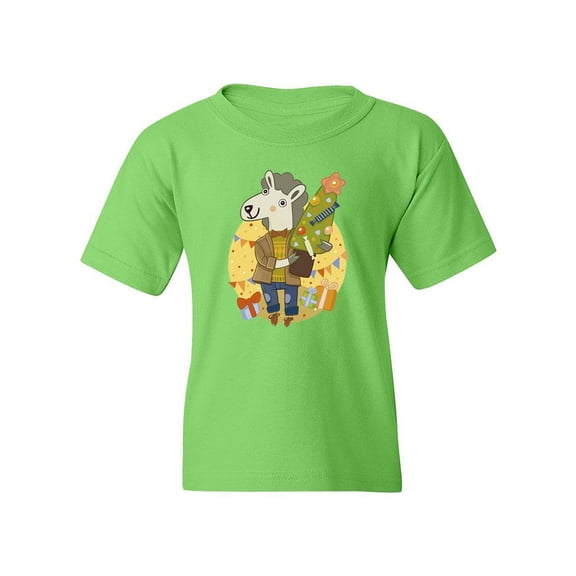 Lamb With A Christmas Tree T-Shirt Juniors -Image by Shutterstock, Medium